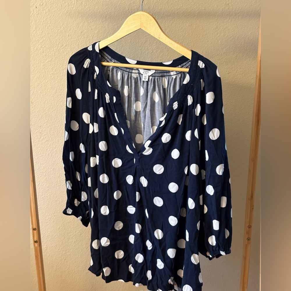 Crown & Ivy | Polka Dot Top | Rayon Blend | 3X Plus